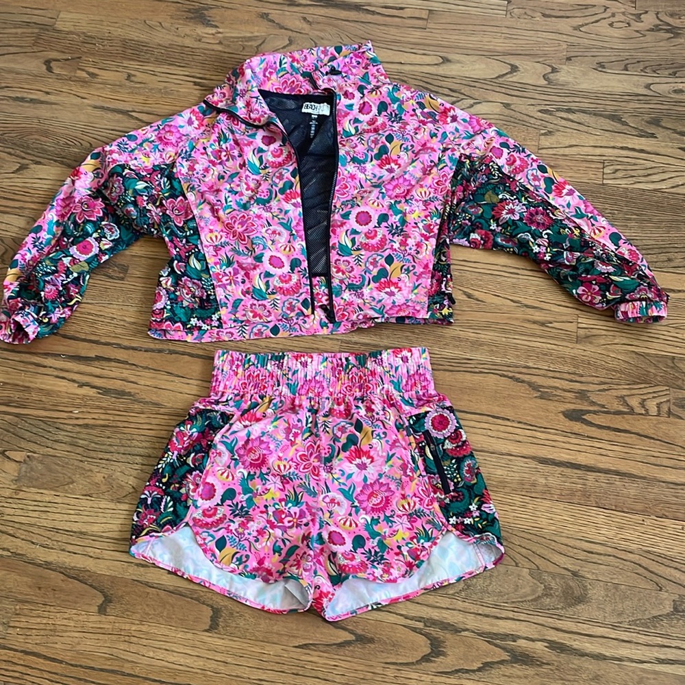 Beach Riot Pink Floral Cropped Jacket & Shorts Set